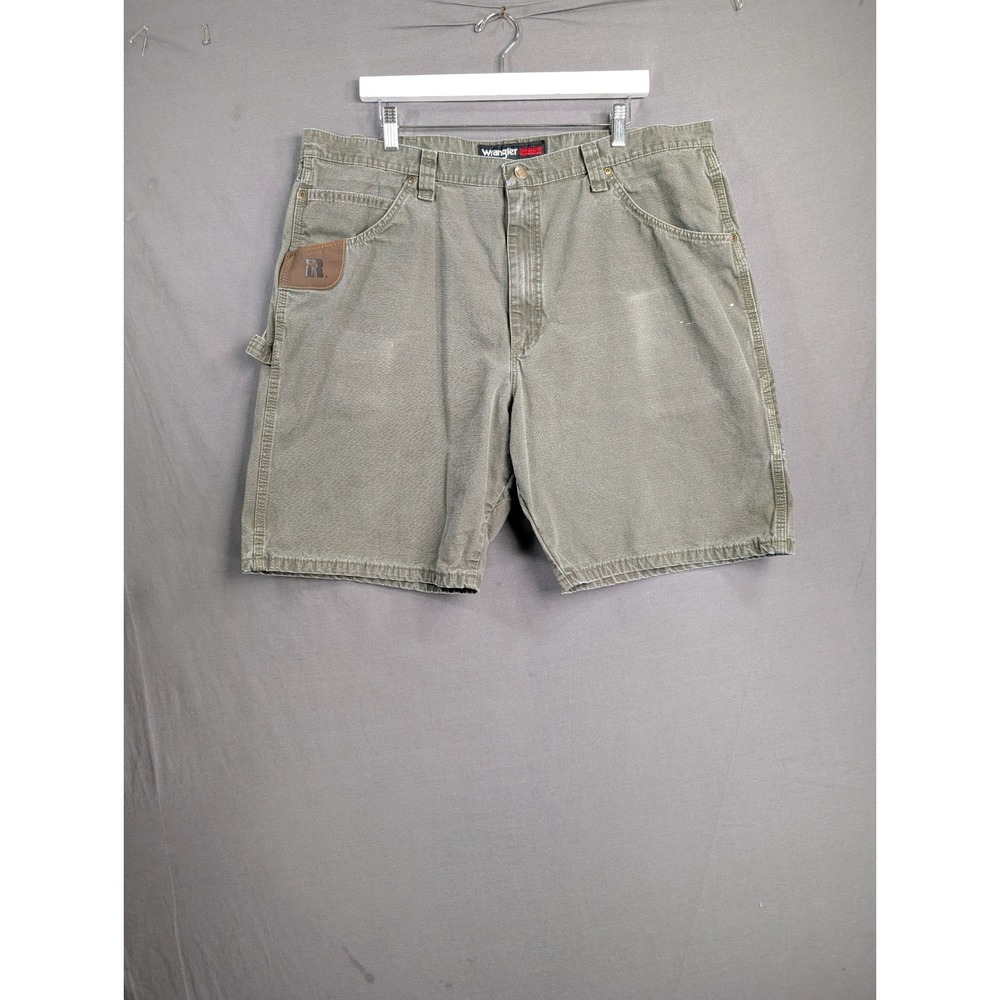 Wrangler Riggs Workwear Mens Green Canvas Carpenter Shorts Size 40 3W020LD